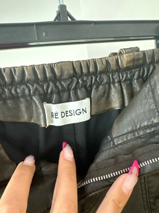 Atelier Redesign Faux Leather wide leg flare leg pants eclectic boho - Picture 5 of 9